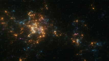 Naklejka premium Stunning night time view of city lights glowing in the dark as seen from space.
