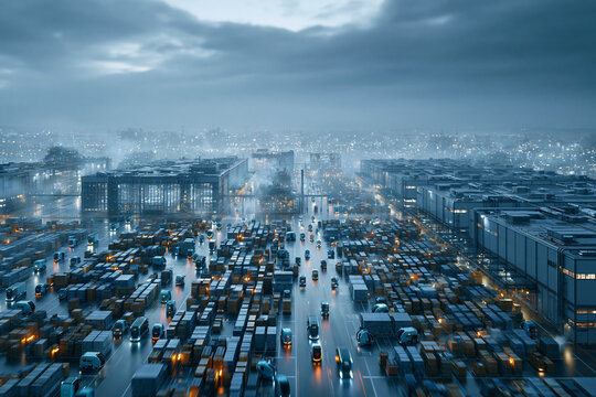 Futuristic Smart Logistics and Cargo Distribution Center