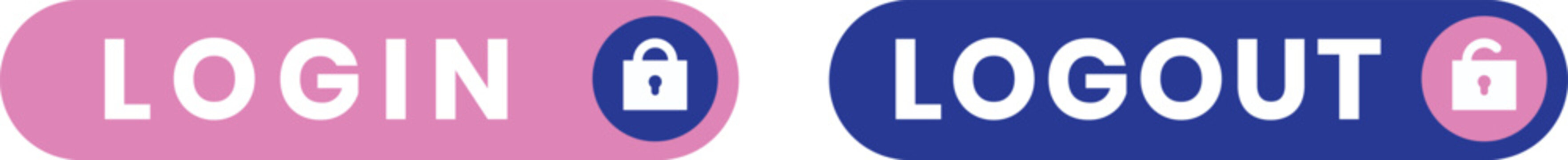 Login and logout button icons with lock symbols