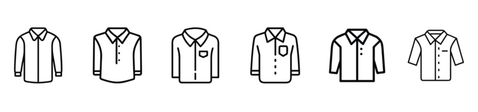 Shirt outline set formal shirt polo shirt pocket shirt button down shirt & more vector illustration elements for fashion wear and men clothing