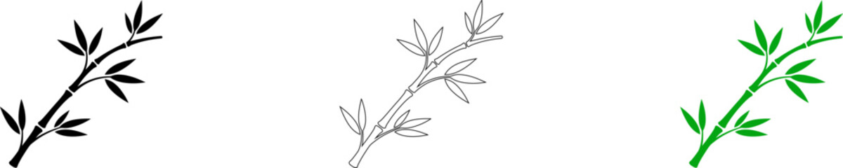 Obraz premium Simple stylized green plant sprig with leaves illustration isolated on transparent background, Vector