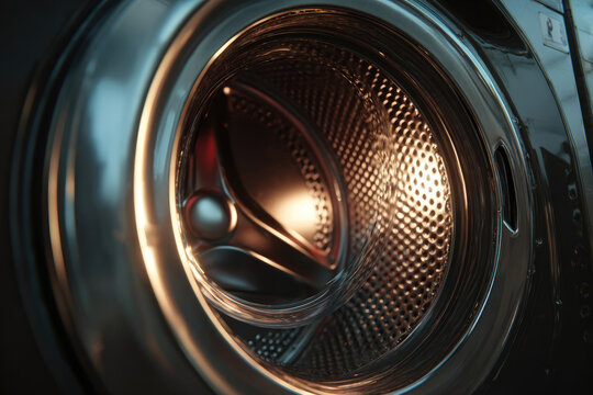 Close-up of a washing machine drum