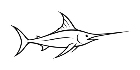 Fototapeta premium Swordfish silhouette displays a streamlined aquatic creature on a white background