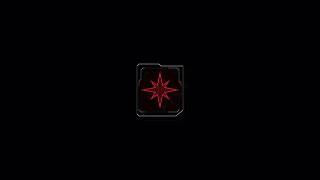 Minimalist Glowing Red Star Symbol Animation on Black Background.