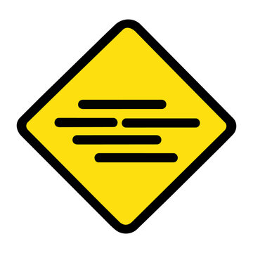 Yellow diamond fog or reduced visibility warning road sign vector illustration