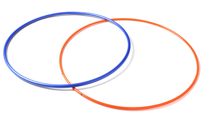 Two color hula hoops isolated on white © New Africa