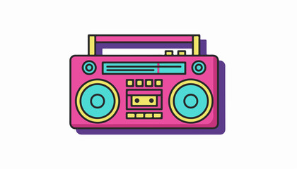 Fototapeta premium Retro 90s Style Boombox Cassette Player Illustration.