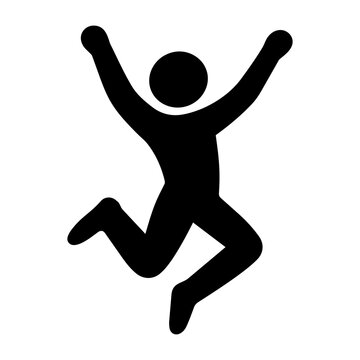 Black person jumping for joy celebration icon vector illustration