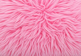 Fototapeta premium Macro view of a fluffy pink faux fur textile featuring long soft strands and a shaggy pattern perfect for abstract luxury backgrounds, pastel, design, abstract