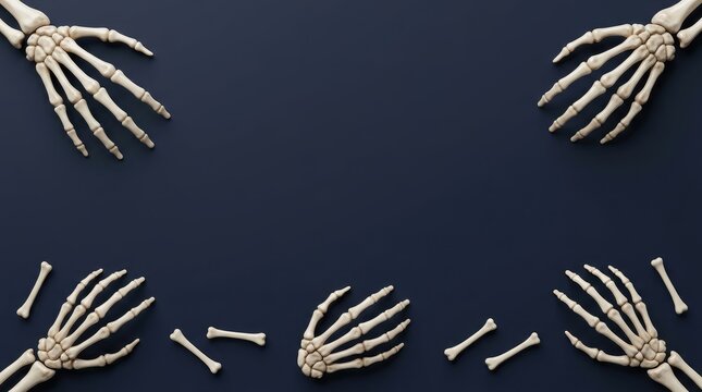 Human skeleton hands with finger bones isolated