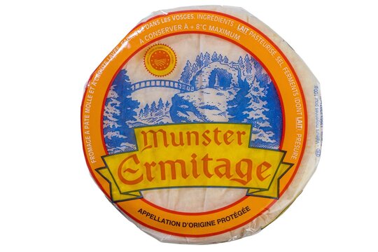 fromage fran&ccedil;ais, Munster Ermitage sur un fond blanc