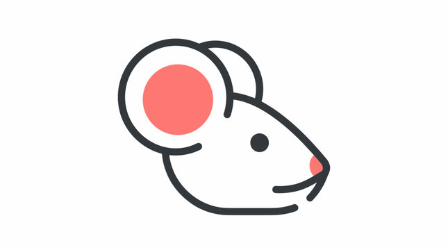 Minimalist mouse head icon vector illustration. Simple clean line art of a cute rodent animal profile isolated on white background, suitable for modern web and mobile application design.