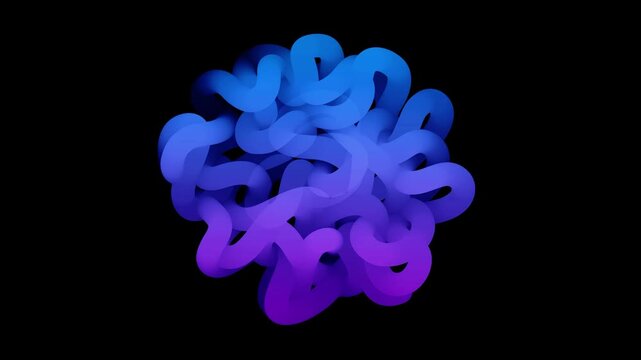 Gradient 3D scribble brush stroke design on black background animation