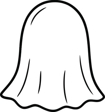 Minimalist white ghost sheet line art vector for halloween spooky holiday decoration and textile print design.