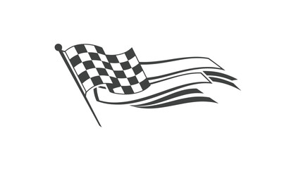 Obraz premium Classic black and white checkered racing flag waving in the wind symbolizing speed victory and competition success.