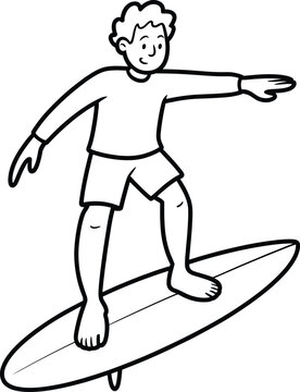 Surfer on surfboard riding wave, enjoying watersport and outdoor activity, black and white.