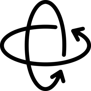 Black 360 degree rotation icon vector graphic symbol with rotation arrow