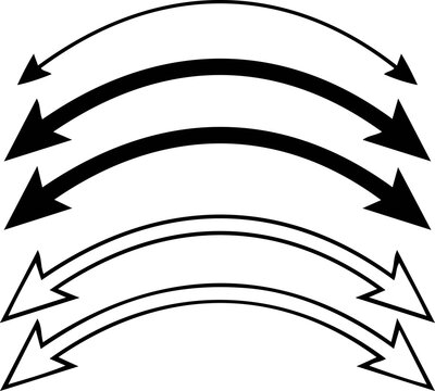 Curved double headed arrows pointing both directions in various weights