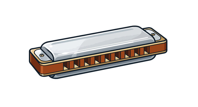 Harmonica or mouth organ musical instrument vector illustration