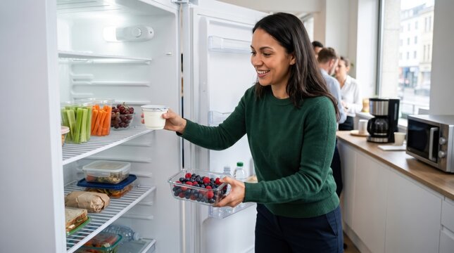 Healthy snacks placed at eye level make better food choice easier, linking environment design, office nutrition, behavior change and sustainable employee wellbeing daily.