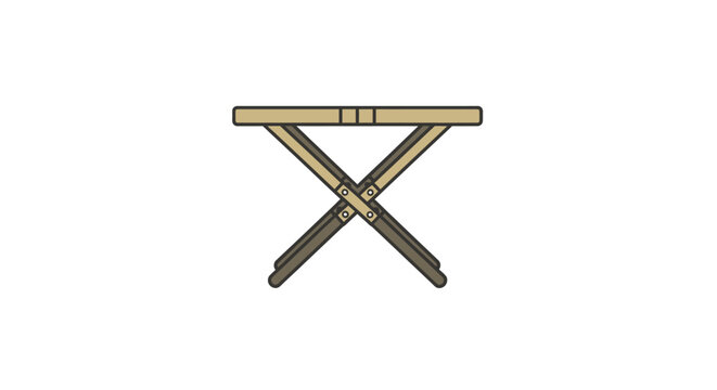 Simple wooden folding sawhorses standing alone.