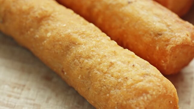Mini bread sticks presentation macro close up presentation slowly rotating stock footage