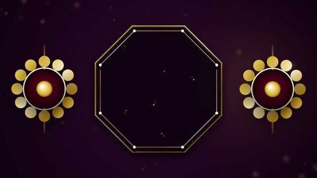 Elegant Raksha Bandhan festival celebration background featuring shimmering traditional golden design elements and a stylish octagonal frame, perfect for greetings