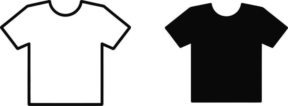 T shirt icon logo illustration in black and white pictogram style for clothing, apparel, fashion, and branding design