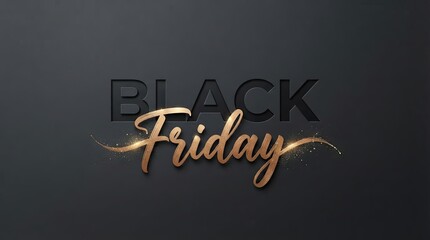 Obraz premium Elegant black friday sale announcement with golden brush strokes and glittering sparkles on dark textured background luxurious typography for seasonal promotions with letters against sophisticated
