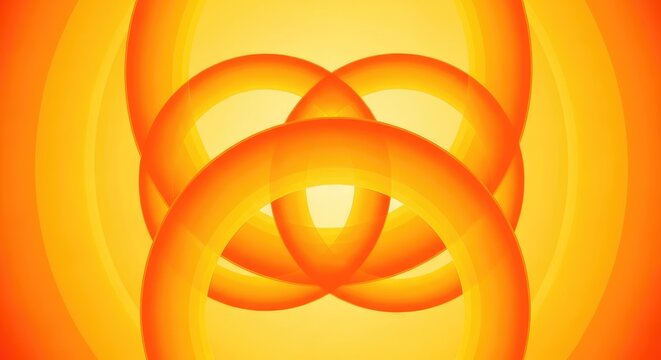 Vibrant orange and yellow circles overlap on a warm abstract background, creating a glowing bokeh effect with soft light and geometric depth, sphere, creative, yellow