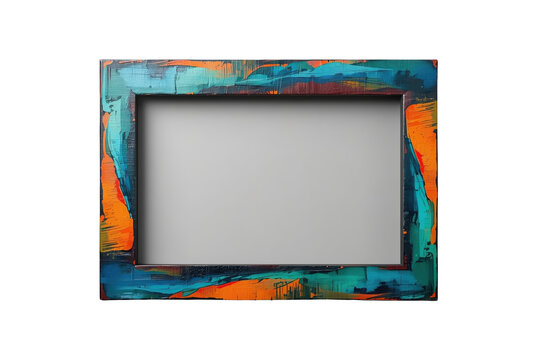Weathered turquoise and orange picture frame