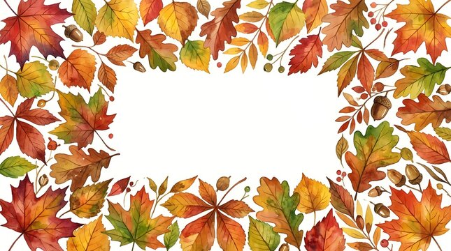 A beautiful and vibrant autumnal thanksgiving border featuring colorful leaves creating a warm and inviting atmosphere perfect for seasonal greetings and celebrations