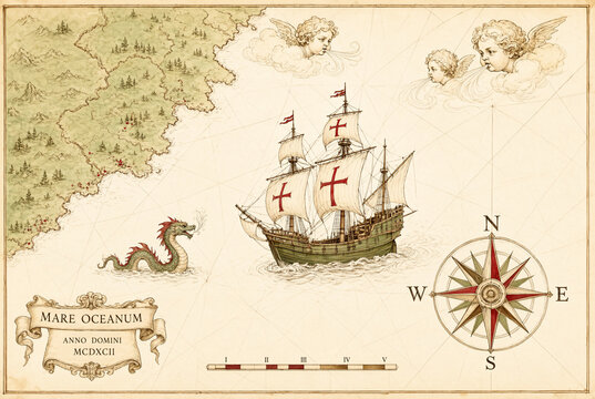 pirate map and compass