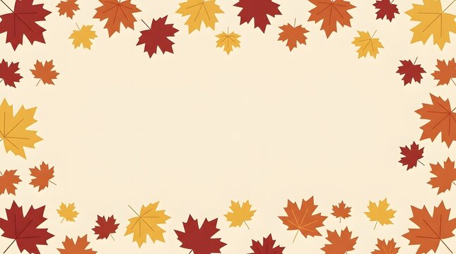 A beautiful and vibrant thanksgiving border of colorful autumn leaves creates a warm and inviting festive atmosphere perfect for holiday greetings and celebrations