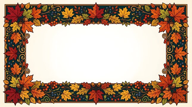 A beautiful vibrant thanksgiving border featuring autumn leaves perfect for invitations cards or festive digital designs evoking warmth and gratitude