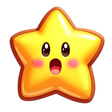 Starstruck Emoji with Yellow Star Eyes and Glossy Playful Expression