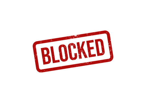 Red blocked stamp with bold text saying blocked isolated on transparent background
