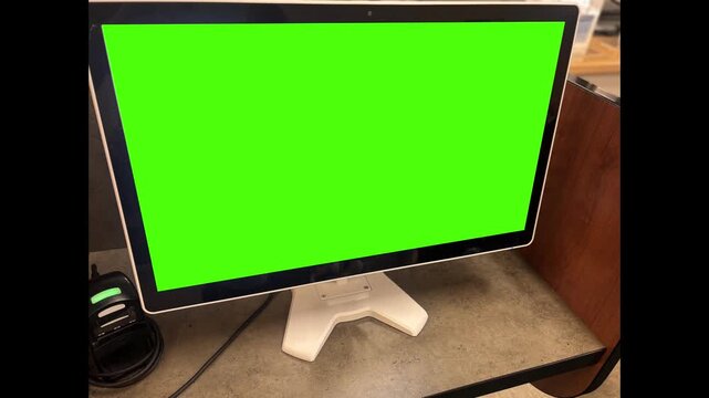 Green Screen Monitor on Desk