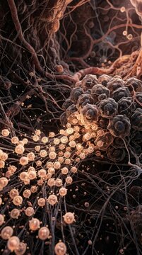Lipid nanoparticle stream moving toward malignant cancer tumor, demonstrating targeted drug delivery, nanoscale liposome extravasation, bioengineering oncology therapy, cellular docking.