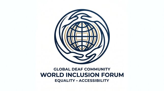 Black and white logo of the world inclusion forum featuring interconnected