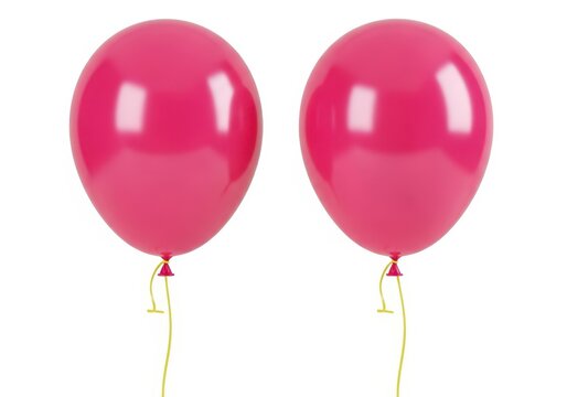 Two pink balloons floating in the air