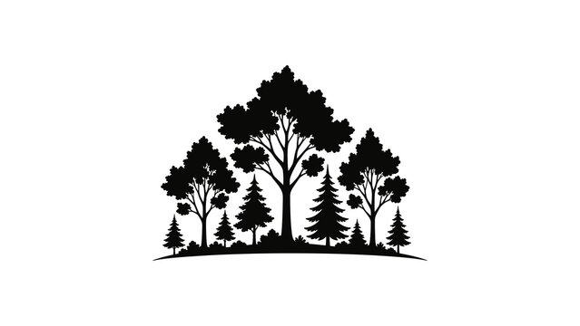 Forest trees group silhouette for vinyl wall art.