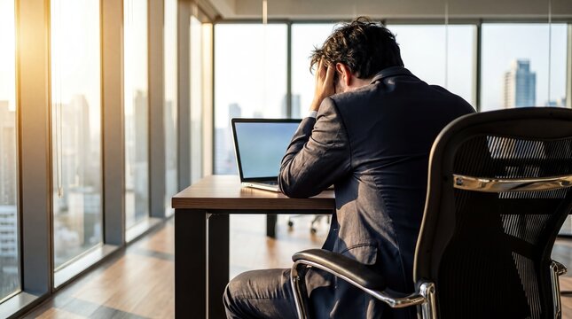 Middle Eastern Businessman Overworked at Office Desk for Corporate Burnout Concept