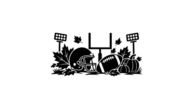 Football autumn design with helmet and goal post.