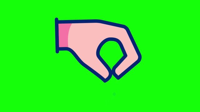 Animated hand sprinkling salt icon loop isolated on green screen key, cooking line art concept stock video