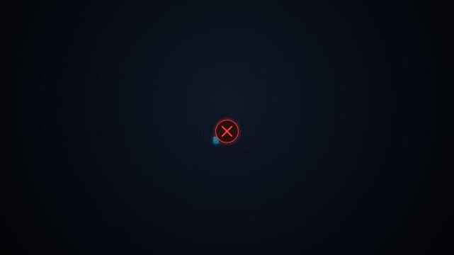 Digital signal bars flickering and switching to red error cross icon, isolated on solid background.