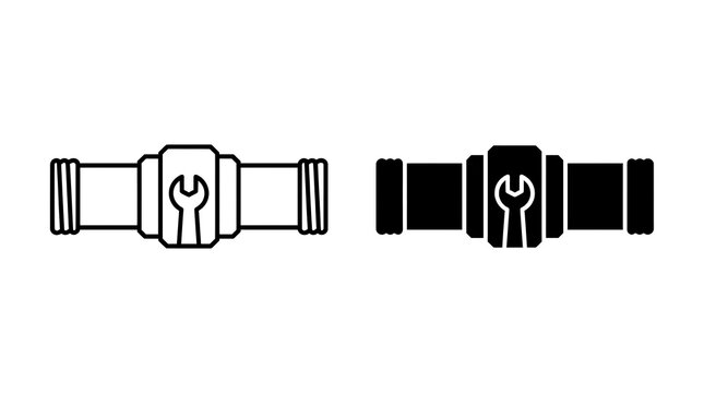 Pipe repair icon set, plumbing maintenance symbols isolated on transparent background