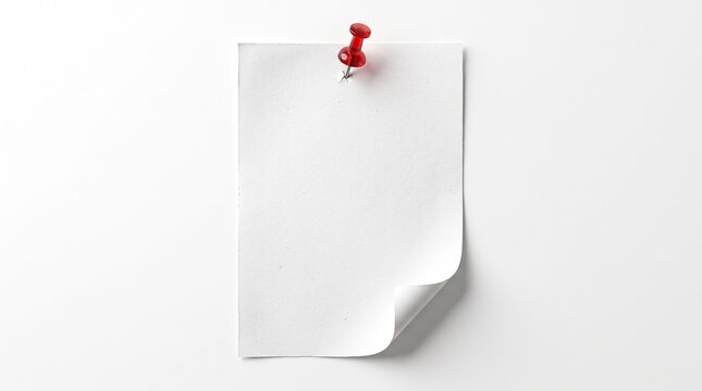 White paper pinned to wall with red pushpin