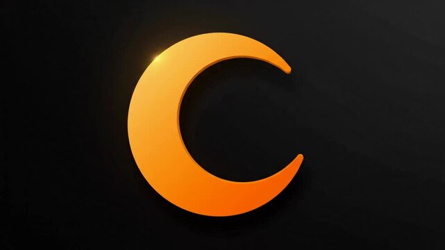 Orange Crescent Moon Shape Minimalist Graphic Design Icon Isolated on a Dark Background for Creative Digital Branding and Interface Elements
