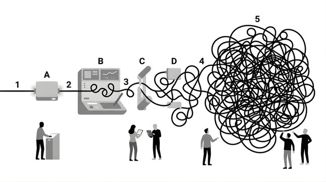 Conceptual diagram of a complex industrial production flow process